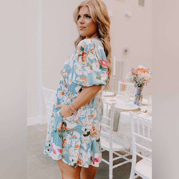 ENTRO Floral V Neck Spring Dress - Picture 7 of 11